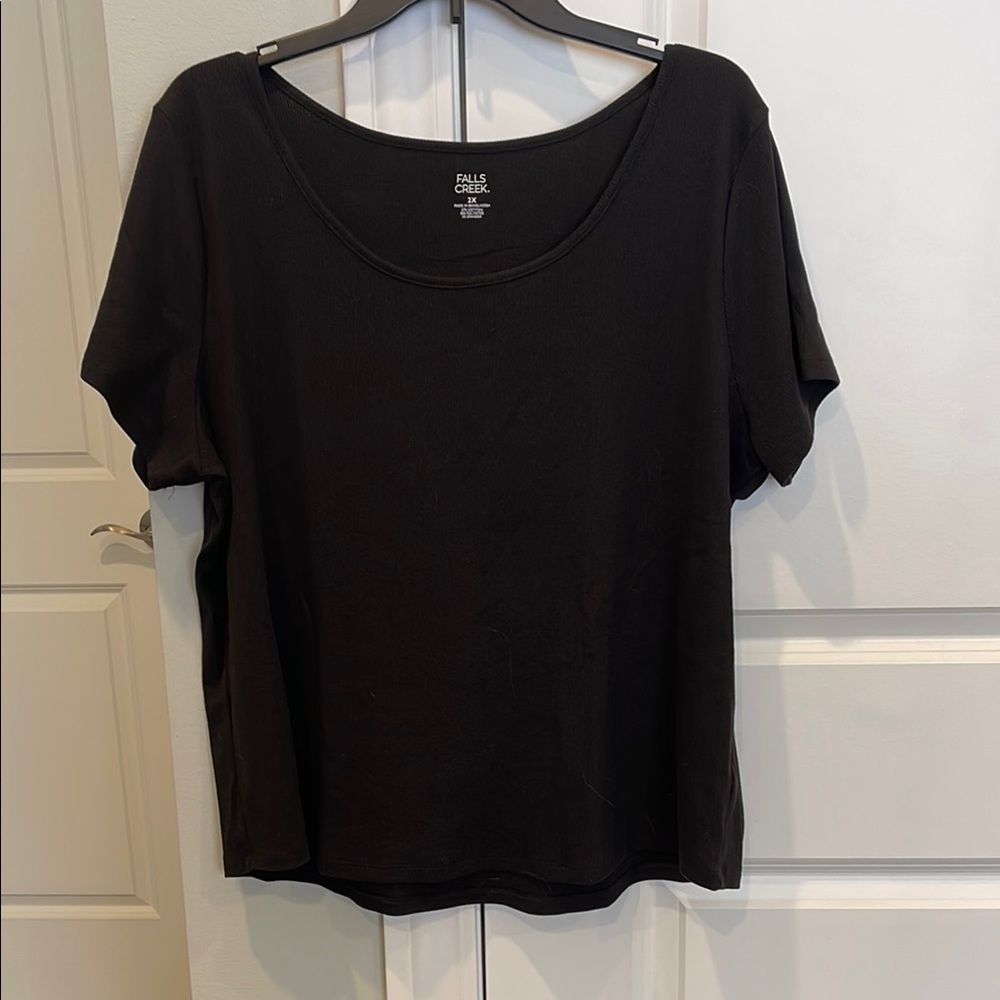 Falls Creek Casual Black Women's Top, size 2x